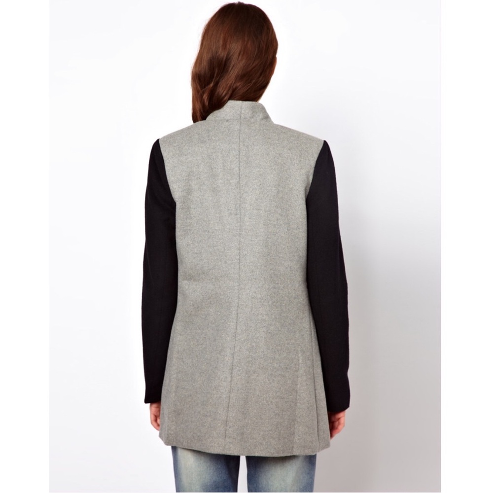 Aryn K black gray color block long coat Small - Picture 8 of 8